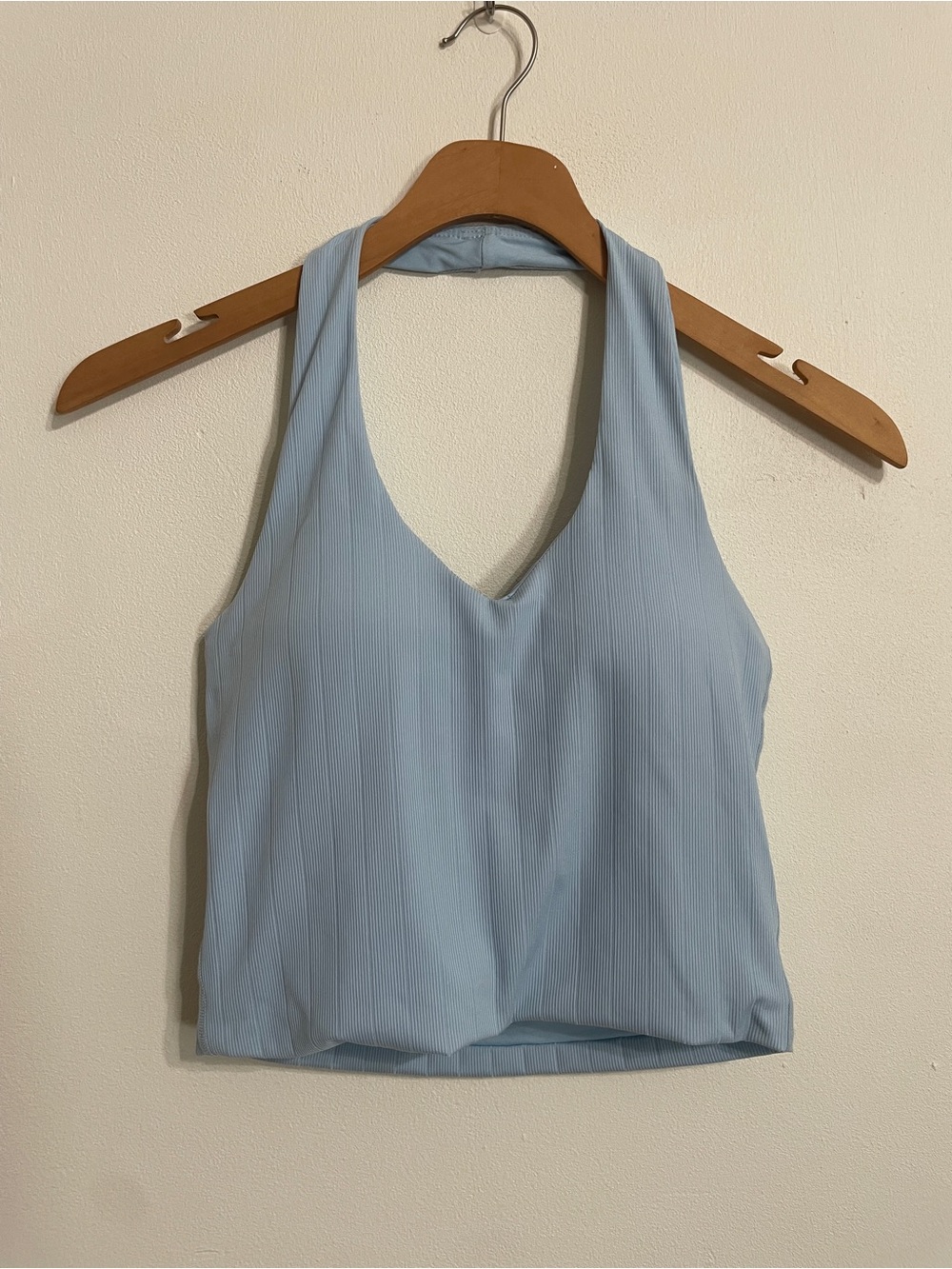 Klassy Network Pale Blue Ribbed V-Neck Halter Camisole